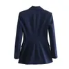 Ternos femininos blazers traf feminino blazers coreano lapela botão jaqueta mulher moda manga longa azul blazer outono em casaco e jaquetas 231121