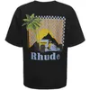 Дизайнерская модная одежда Футболки Футболки Rhude Summer Coconut Tree Racing Moonlight Tropics Футболка с короткими рукавами Модная футболка Топы Уличная одежда Свободный хип-хоп