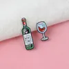 Pimler Broşlar Şarap Zaman Mini Sevimli Şarap ve Şarap Bardakları Çift Pimler Kırmızı Şarap Şişesi Bardak Broşlar Emaye Pin Rozeti Sevgililer için En İyi Arkadaş Pinleri Z0421