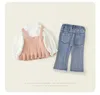 Kläder set flickors set 2023 skjortor och byxor koreanska mode barns höstkläder småbarn tjejkläder barn