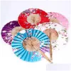 Party Favor Japanese Style Windmill Bamboo Silk Round Fan Hand Flower Hold Fans Hanging Decorative Holiday Shower Drop Deliv Dhntz