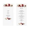 Cartes de vœux Décoration d'assiette de dîner 50pcs Cartes de menu de mariage personnalisées Papier perlé Nom personnel Date Vin Rouge Flara Motif N'importe quelle langue 231102