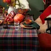 Toalha de mesa nórdica ins natal toalha de mesa vermelha e verde xadrez mesa de cabeceira piquenique