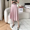 Rokken Dames Elegante Mode Grote Zoom Geplooide Lange Zwarte Rok Vrouwen Kleding Meisjes Koreaanse Chic Casual Faldas Largas Py9169-1