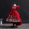 2023 robes de fille de fleur bijou cou robe de bal dentelle perles brodées grand arc enfants filles robe de reconstitution historique haut bas robes d'anniversaire robe de soirée pour mariage robe de queue