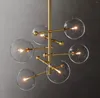 Lampadari Globo di vetro Moderno Retro LED Sfera Ottone trasparente Cromo Nero Lampade a sospensione Camera da letto Soggiorno Lampade da pranzo