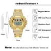 Relógios de pulso 10pcs por atacado 18k Gold Men Relógios Relógio Masculino Hip Hop Iced Out Diamond Watch impermeável LED Digital Sportwatch Watch