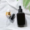 10 20 30 50 100ml Amber Square Glass Bottles with Eye Dropper Aluminum Cap Essential Oil Bottle for Lab Chemicals,Colognes,Perfume Qrrtq