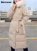 Parka da donna in piumino Botvotee Autunno-Inverno manica lunga ispessita giacca calda Unico scollo in pelliccia Solido cappotto allentato 231121