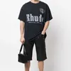 디자이너 패션 의류 티 Tshirts Rhude Ear of Wheat Letter 인쇄 트렌드 브랜드 하이 스트리트 면화 남성용 여성용 티셔츠 여름 도매 SPJB