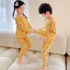 Pyjamas bébé vêtements enfant en bas âge enfants sous-vêtements sans couture ensemble hiver chaud salle de repos filles dessin animé pyjamas 231121