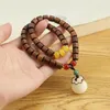 Strand vintage etnisk stil bodhi pengar väska handstring svart päron buddha pärla armband kvinnors dubbla lager enkla smycken