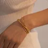 Bangle Youthway Linha de metal de aço inoxidável entrelaçada abertura brilhante pulseira fina 18k banhado a ouro charme jóias presente para mulheres