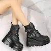 Boots 2023 Autumnwinter Platform High Wedge Heels Black Gothic Calf Boot's Shoes Large 43 231120
