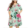 Grande taille robes 6XL robe d'été plante fleurs 3D impression robe ample femmes à manches courtes été décontracté a-ligne dames fête Vestidos