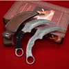 A1901 Karambit Knife 420C Laser Pattern Blade Full Tang Paracord Manico a lama fissa Coltelli tattici da artiglio con fodero in pelle