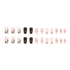 False Nails 24PCS DIY DETACHABLE PRESS ON FRENG FULL COVER BALLERINA FAKEショートグリッターブラックシルバー