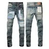 jeans viola da uomo designer ricamo trapuntato strappato per pantaloni vintage di marca di tendenza Casual Solid Classic Straight Jean For Male Motorcycle Pant Mens rock revival