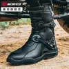 Boots Scoyco Waterproof Leather Brown Motorcycle Boots Men Women Retro Bike Boots Anti-slip Cafe Racer Shoes Riding Protective Gear 231120