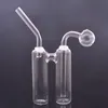 Narghilè unico Bruciatore di olio di vetro Bong Riciclatore a doppia canna Bong di vetro Catcher di cenere Dab Rigs Bubbler Fumatori di tubi d'acqua con tubi per bruciatore di olio a sfera da 30 mm