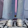 Damen Jeans Sweet Hearts Stickerei Jeans Damen Wide Leg Denim Hose Baggy Mopping All-Match High Waist Chic Loose Streetwear Retro Cute 230421