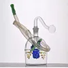 Beracky Mini Bong in vetro Fumatori Pezzo Narghilè Animazione 10mm Impianto petrolifero femminile Spessore Pyrex Colori Inebrianti Recycler Tubi dell'acqua con olio BJ