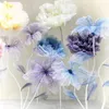 Flores decorativas de malha de malha Flor Road Lead Stand Stand Wedding Wedding Silk Grega Gaze Floral Stage Event Celebrações Decoração Props Display de janelas