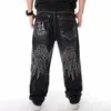 Heren Jeans Nanaco Man Loose Baggy Hiphop Skateboard Borduren Denim Broek Broek Zwarte Broek Chinese Maat 30 231121