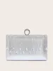 Вечерние сумки Женская вечерняя сумка Серебряный клатч со стразами и кисточками Свадебная сумка Модная квадратная сумка-коробка 231121