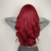 Hår peruker Henry Margu Long Dark Red Synthetic Wig Natural Wavy Cosplay for Women Halloween Daily Fake Heat Motion Fiber 231121