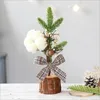 Decorative Flowers 25cm Christmas Mini Tree Ornament Potted Party Home Decoration Accessories Fake Plants Decor