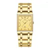 ساعة معصم Relogio Maschulino Ogda Gold Watch Men Square Mens Watches Top Golden Quartz Stafless Steel Wrist