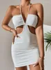 Casual Dresses FairyShely Sexig ruffle Short Club Dress Ladies 2023 Summer White Bodycon Women Evening Tight Mini Clubwear