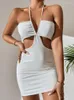 Abiti casual Fairyshely Abito corto da club sexy con volant Donna 2023 Abito estivo bianco aderente da sera per donna Mini Clubwear stretto