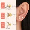 Stud Earrings Rosheng 1PC S925 Multi Size CZ Blue Eye For Women Ear Piercing Screw Earring Pendiente Gold Plated Jewelry