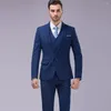 Trajes de hombre 2023 otoño Color sólido tamaño grande fila única una hebilla traje de negocios tres piezas moda novio coreano