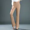 Pantalon femme capris printemps et automne pantalon décontracté taille haute pantalon micro-corne élastique taille surdimensionnée gros MM tricot fin Y2k pantalon 230421