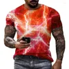 Camisetas para hombre, Top de manga corta con estampado de volcán D de gran tamaño, Camiseta con cuello redondo de Hip-hop, Camiseta