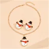 Серьги Ожерелье Crossborder Европейский и американский рождественский сериал Snowman Set Fashion Simple Simple Jewelry Spot D Dhgarden Dhveq