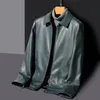 남자의 가죽 가짜 YN 2285 겨울 옷깃 다운 재킷 패션 캐주얼 흰색 오리 라이너 가득한 따뜻한 검은 호수 파란 두꺼운 코트 231121