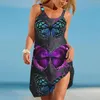 Nieuwe casual jurken dames strandjurk zomer print halter nech vest vintage bohemien vlinderfeest voor dames