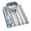 Męskie koszule 2023 Summer bawełniany długi rękaw Oxford Business Business Plaid Stripe Designer Plus Size Men Shirt S-5xl