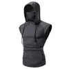 Racing Jackets Men Gym Hoodie Short Sleeve With Mask Sweatshirt Hoodies Casual Splice Large Open-Forked Male Clothing Button Sports Hooded