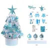 Juldekorationer 1pc mini bordsskiv julgran med ljus och ornament lätt diy dekoration för skrivbordsfestlig gåva dropp 231120