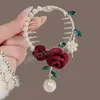 Fashion Rose Flower Hair Clip żeńska elegancka perłowa frędzla kucyk klamra klipu Kobiety do włosów Hair Akcesoria