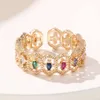 Netizen Modetrend Gepersonaliseerde Uitgeholde Micro Set Zirkoon Ring Verkoperd Echt Goud Set Diamanten Hip Hop Stijl Ring Handstuk