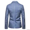 Men's Suits Men Casual Large Size Blazers Suit Jacket Blue And White Stripes With Two Buttons Mens Formal Blazer