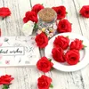 Fleurs décoratives Rose Bud Fleur artificielle Petite soie Fausse tête pour l'artisanat Centres de mariage Douche nuptiale Fête de Noël Décor