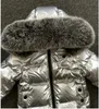 Manteau d'hiver plus épais pour enfants, doudoune globale, grand col en vraie fourrure, costume de Ski pour garçons et filles, veste chaude argent ws1876 231120