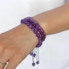 Bracelet tressé en améthystes réglables, fait à la main, pierre naturelle, perles de 4, 6, 8mm, ensemble tissé de quartz pour femmes et hommes, bijoux de Yoga